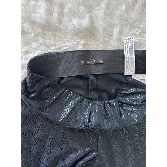 Zara Basic Women's Size XL Black Snake Print Zip Up Hem Legging Pant - Picture 12 of 13